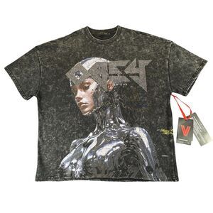 Vie Riche Sz L Obey Futuristic Android Cyborg Face Bold Urban Rhinestone Shirt